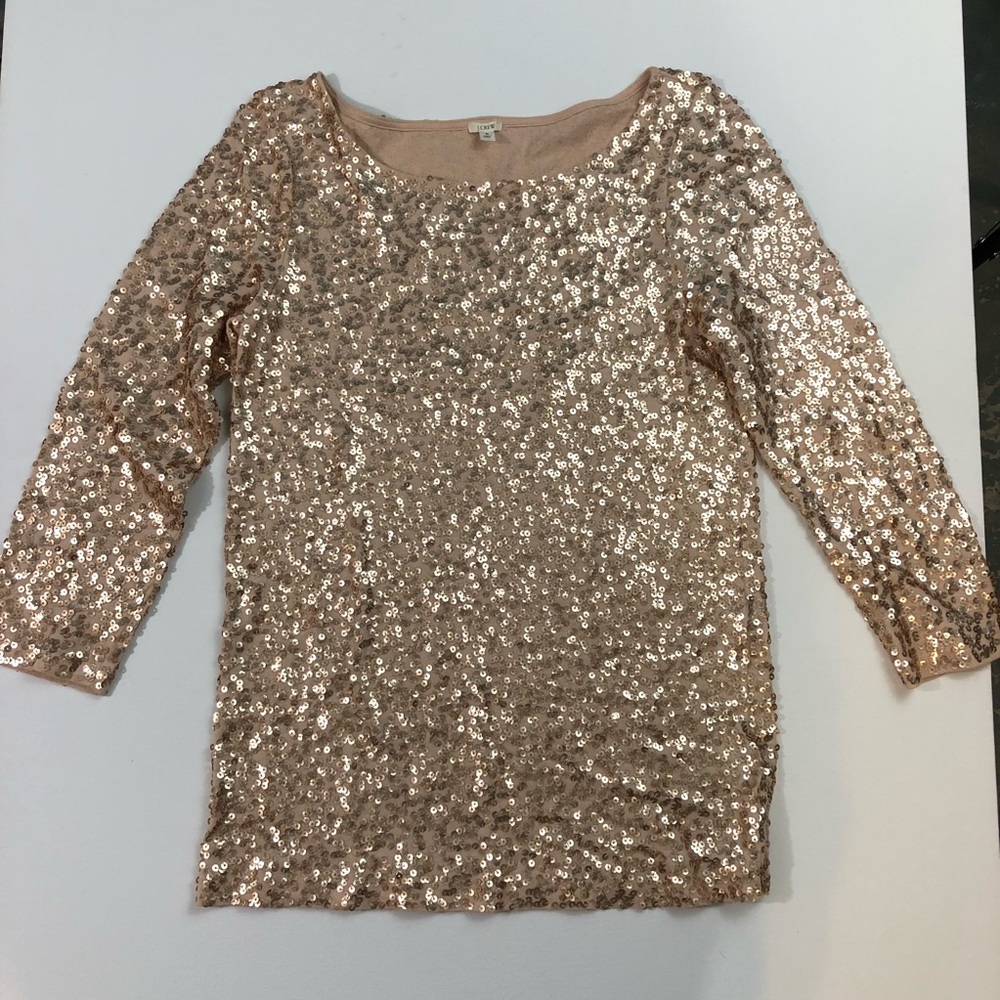 J. Crew Sequin Long Sleeve Top in Gold